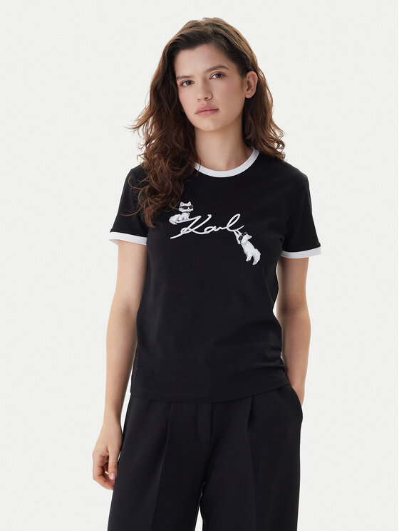 KARL LAGERFELD KARL LAGERFELD Póló B1W17040 Fekete Slim Fit