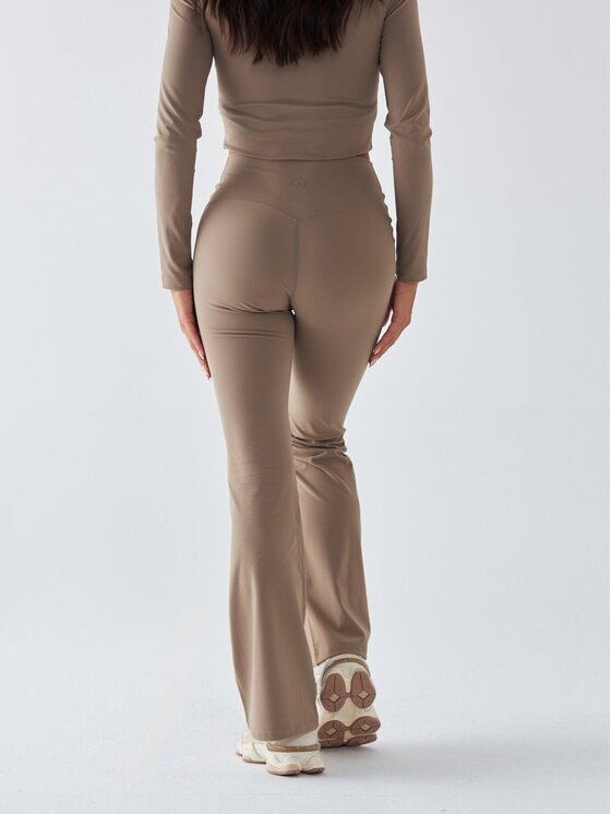 BeShaped BeShaped Legginsy Dzwony - Morning Dew Beżowy Shaping Fit