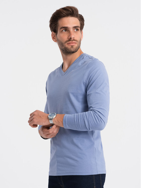 Ombre Ombre Longsleeve OM-LSBL-0108 Niebieski Fitting Fit