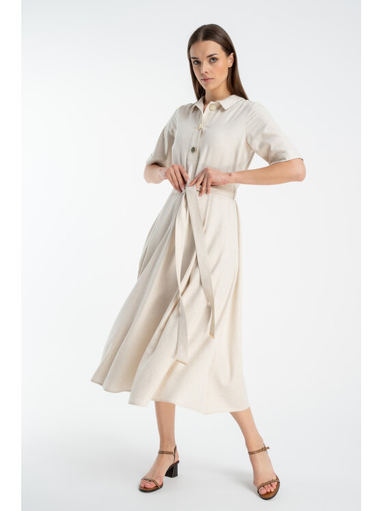 CLICK CLICK Φόρεμα καλοκαιρινό 60-6133 Μπεζ Regular Fit