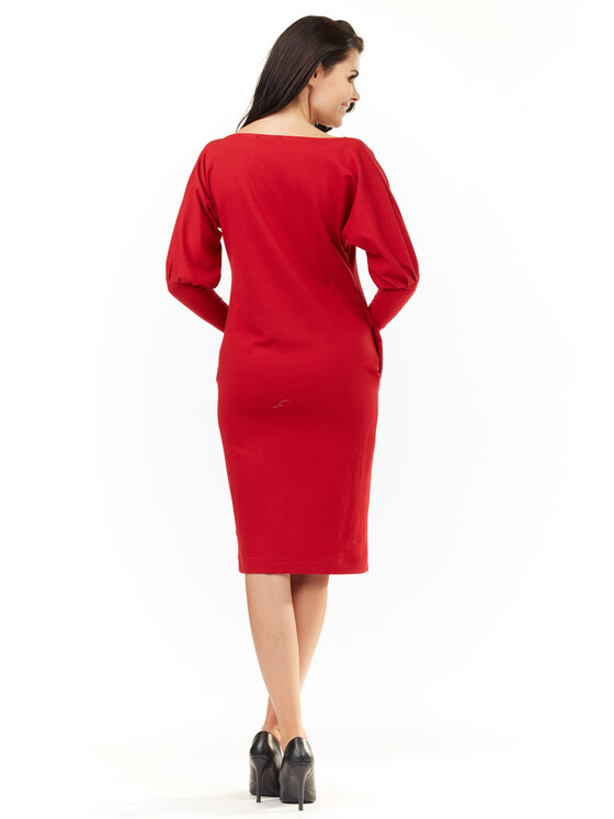 Awama Awama Sukienka dzianinowa A206 Czerwony Basic Fit