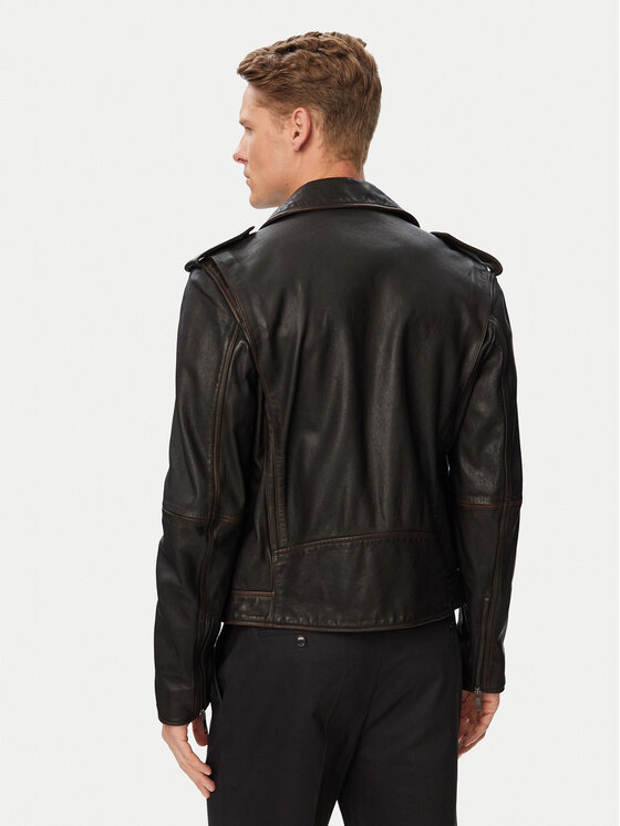 HUGO HUGO Lederjacke 50564071 Schwarz Regular Fit
