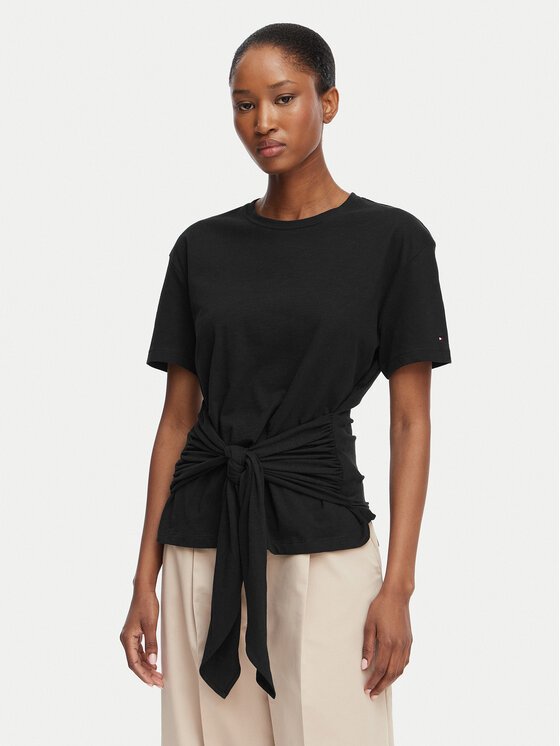 Tommy Hilfiger Tricou WW0WW49256 Negru Relaxed Fit