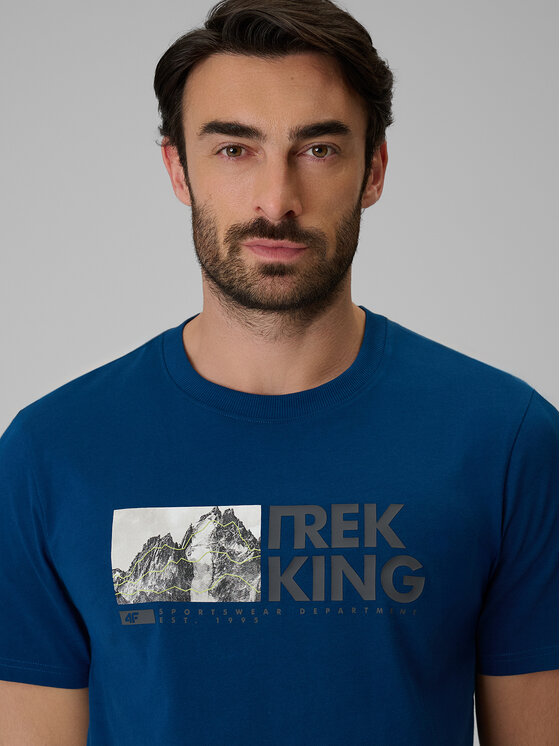 4F 4F T-Shirt TREKKING Turkusowy Regular Fit