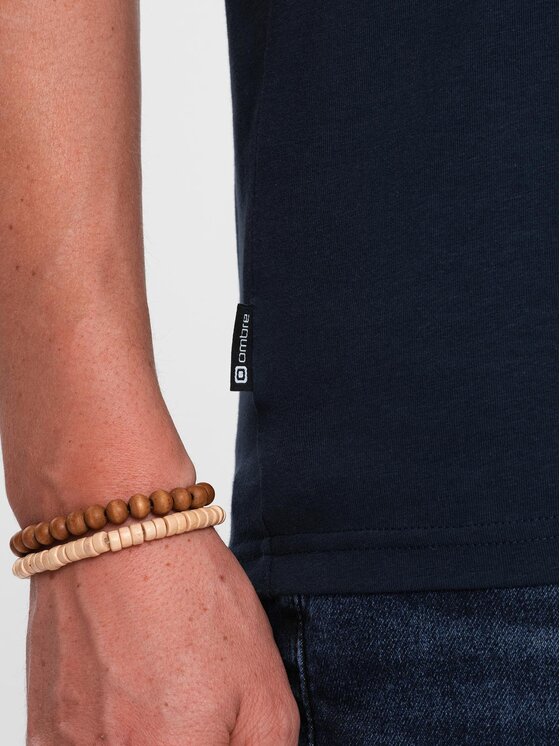 Ombre Ombre T-Shirt S2040 Granatowy Slim Fit