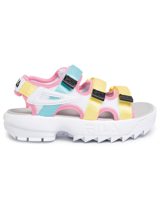 fila disruptor white platform sandal