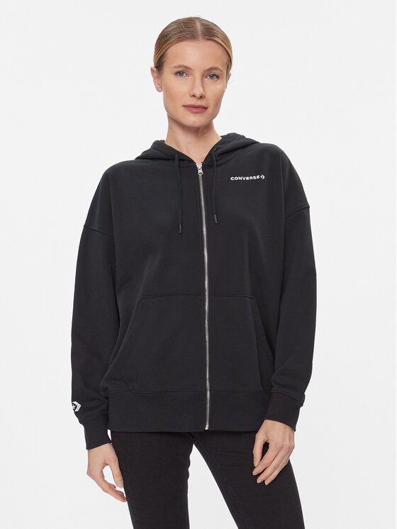 Converse Mikina Os Wordmark Fz Hoodie 10024532-A08 Čierna Regular Fit