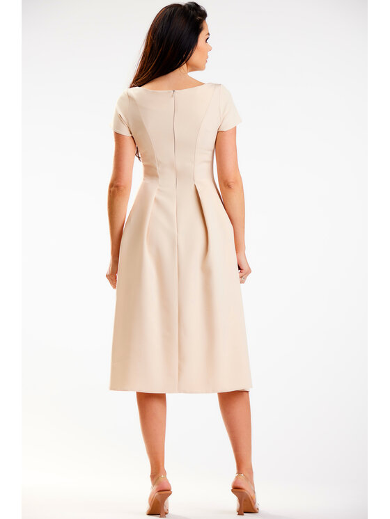 Awama Awama Sukienka letnia A569 Beżowy Basic Fit