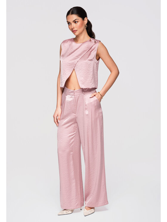 Ombre Ombre Spodnie materiałowe OW-PA-E0002 Różowy Relaxed Fit