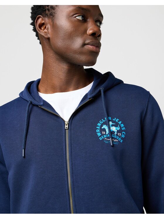 Wrangler Wrangler Felpa GRAPHIC ZIP HOODIE Blu Regular Fit