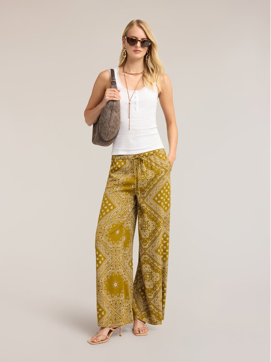 Motivi Motivi Spodnie materiałowe P026W000874N0V5 Zielony Flare Fit