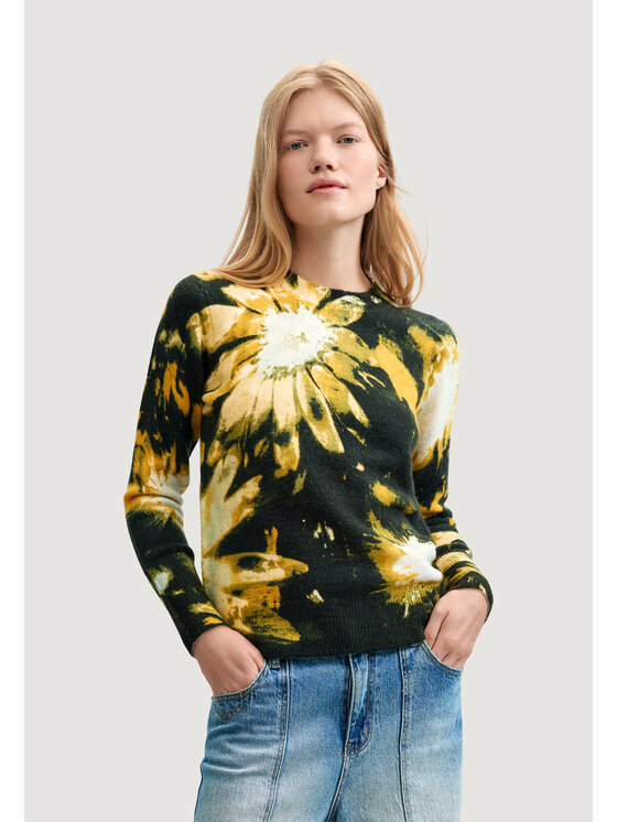 Desigual Desigual Sweter JERS_DARKBOTANIC Czarny Casual Fit