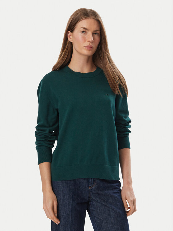 Tommy Jeans Tommy Jeans Sweter Essential DW0DW23360 Zielony ciemny Regular Fit
