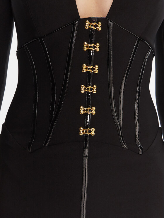Elisabetta Franchi Elisabetta Franchi Koktejlové šaty AB-797-57E2-V590 Černá Slim Fit