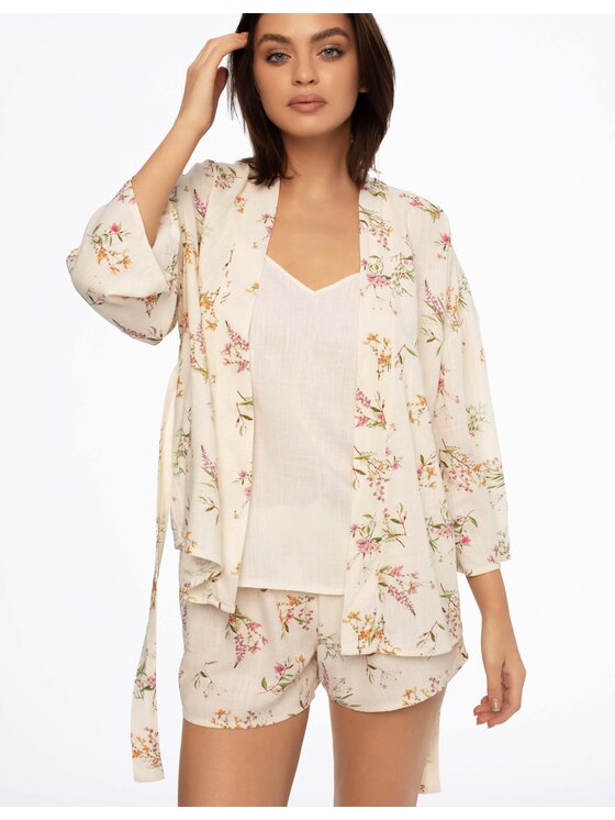 Esotiq Esotiq Szlafrok 41225-01X Beżowy Relaxed Fit