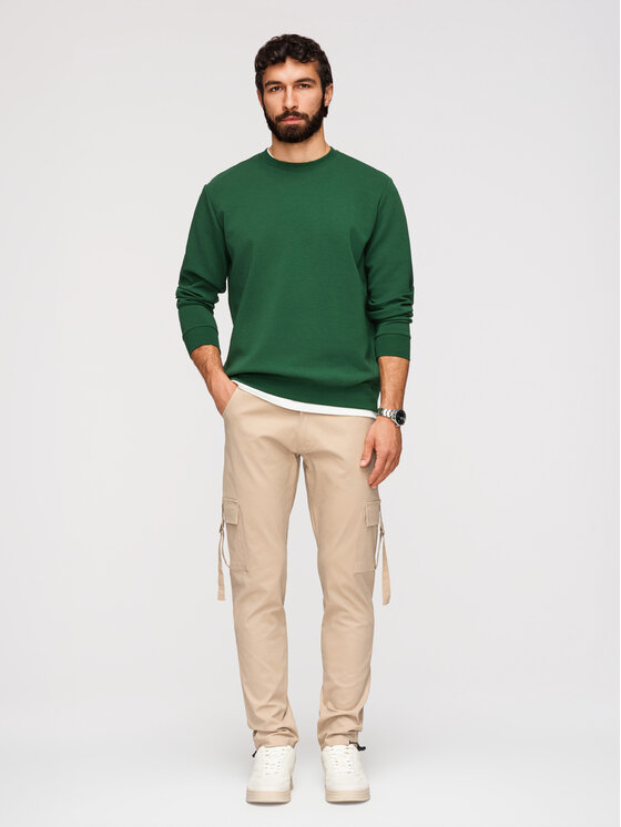 Ombre Ombre Spodnie cargo P1516 Beżowy Regular Fit