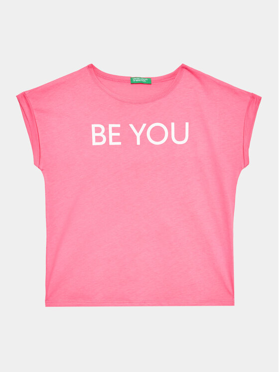 United Colors Of Benetton United Colors Of Benetton Marškinėliai 3096C10C1 Rožinė Regular Fit