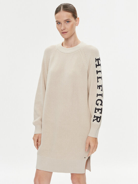 Tommy Hilfiger Tommy Hilfiger Трикотажна сукня WW0WW39375 Бежевий Relaxed Fit