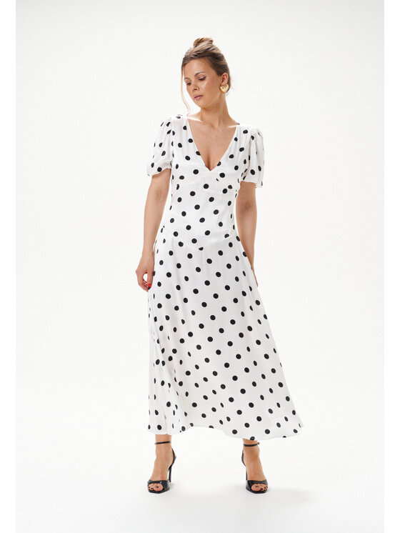 Mirons Mirons Sukienka wieczorowa print Biały Feminine Fit