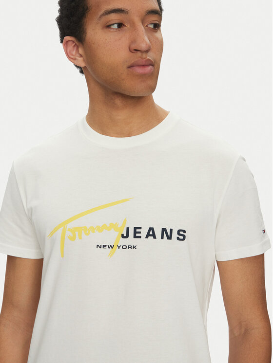 Tommy Jeans Tommy Jeans T-krekls Signature Dna DM0DM20817 Balts Regular Fit
