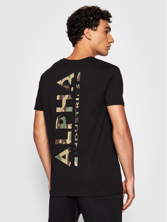 Alpha Industries Alpha Industries T-krekls Backprint 128507CP Melns Regular Fit