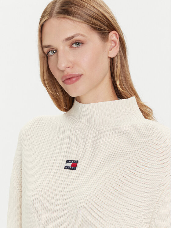 Tommy Jeans Tommy Jeans Sveter Badge DW0DW21676 Écru Relaxed Fit
