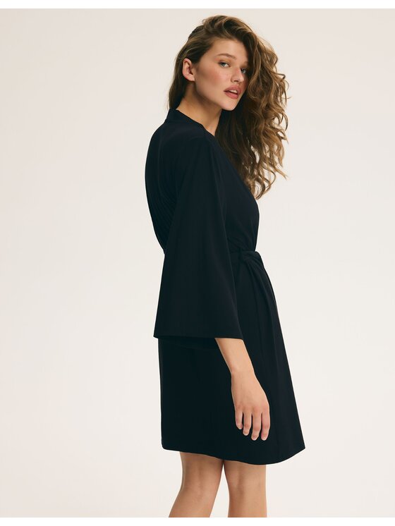 Esotiq Esotiq Szlafrok 45995 Czarny Regular Fit