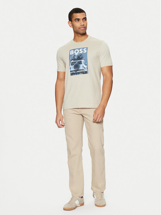 BOSS BOSS T-shirt Te_Mextour 50535079 Bež Regular Fit