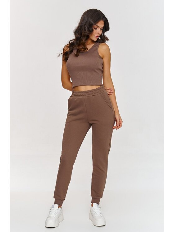 Makadamia Makadamia Komplet bluza, bluzka i spodnie A11 Brązowy Loose Fit