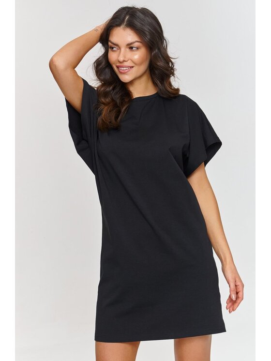 Makadamia Makadamia Sukienka codzienna M875 Czarny Baggy Fit