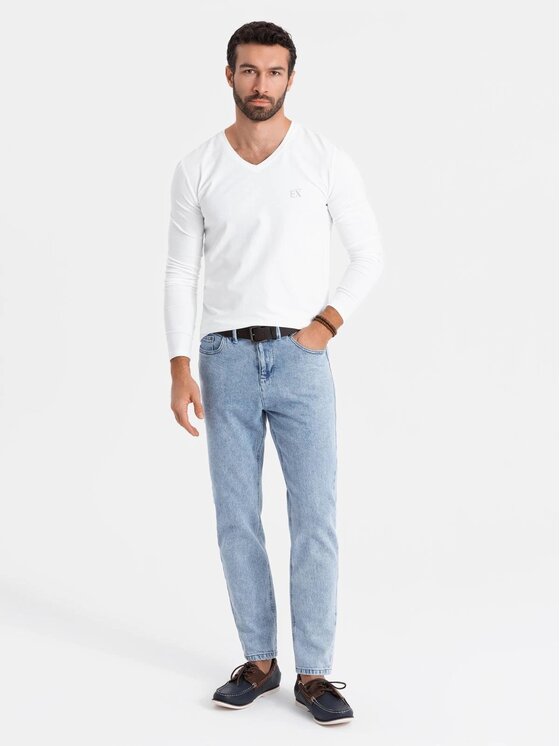Ombre Ombre Longsleeve OM-LSBC-0123 Biały Slim Fit