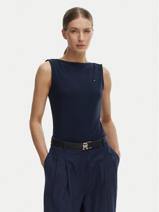 Tommy Hilfiger Tommy Hilfiger топ WW0WW47807 Тъмносин Slim Fit