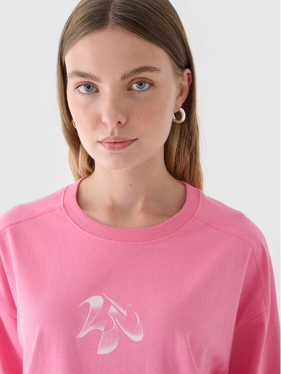 4F 4F T-Shirt 4FRAW24TTSHF2582-54S Różowy Oversize