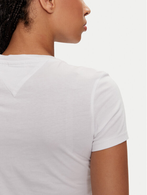 Tommy Jeans Tommy Jeans Marškinėliai Linear DW0DW18398 Balta Slim Fit