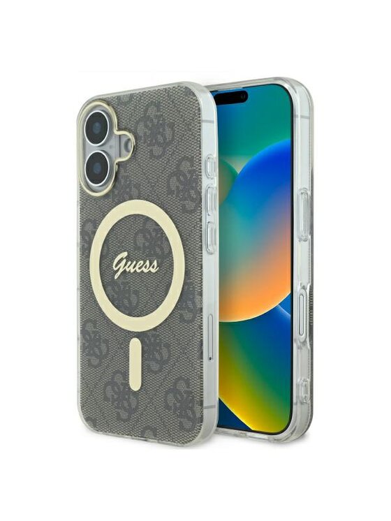 Guess Guess Etui na telefon IML 4G MagSafe Brązowy