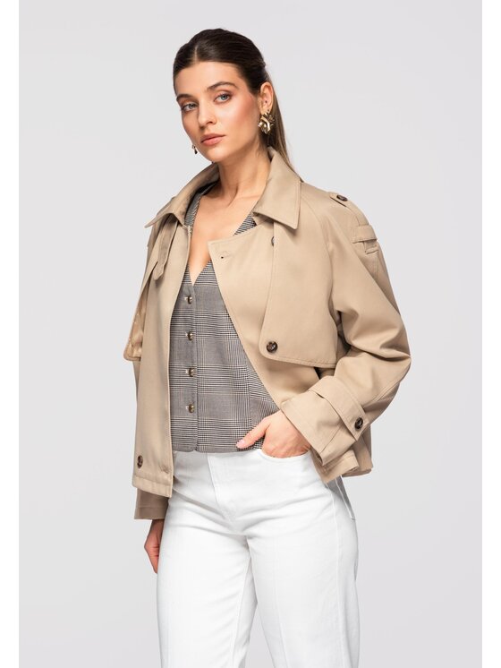Ombre Ombre Kurtka przejściowa OW-JANP-0120 Beżowy Regular Fit