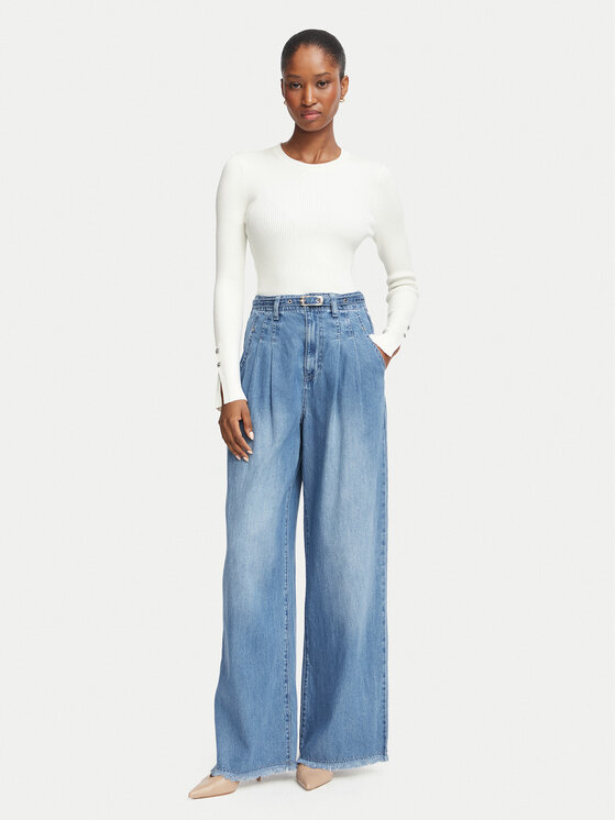 Guess Guess Halenka W6YR09 Z0948 Krémová Slim Fit