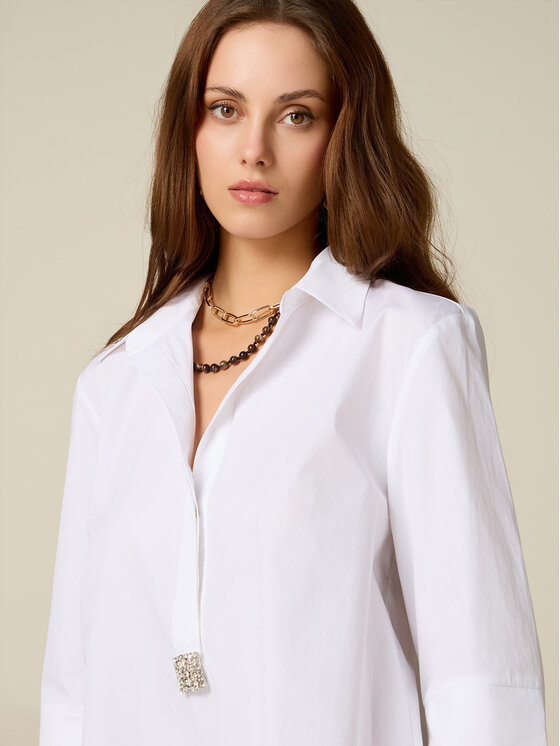 Oltre Oltre Bluzka 2002J000767N011 Biały Over Fit