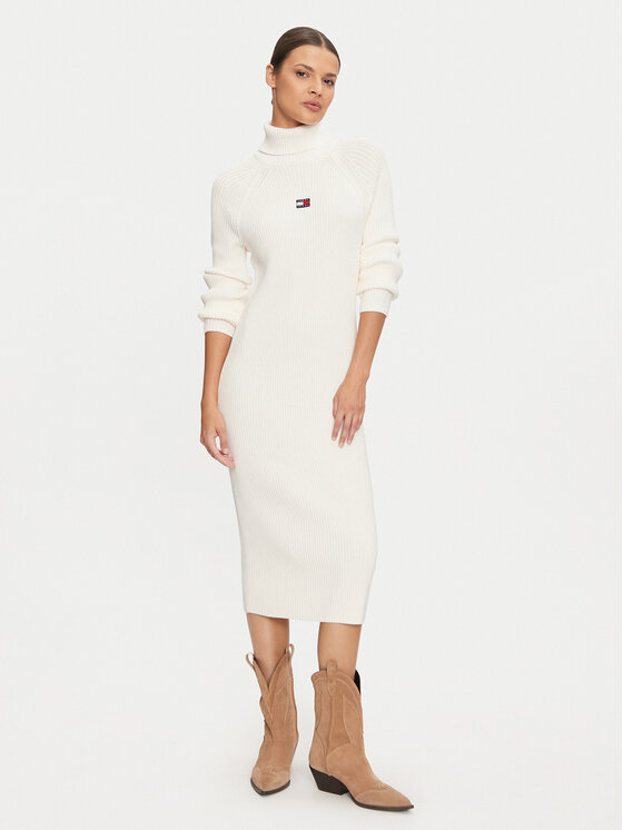 Tommy Jeans Tommy Jeans Rochie tricotată DW0DW19815 Écru Regular Fit