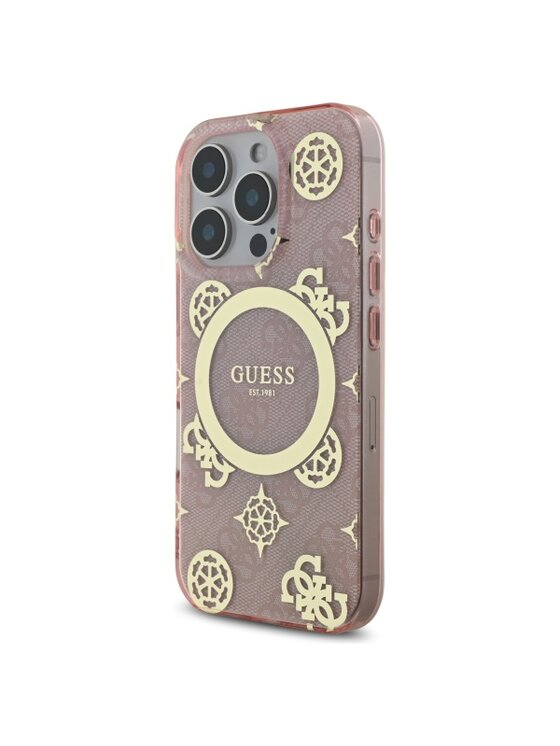 Guess Guess Etui na telefon IML Peony On 4G Background Różowy