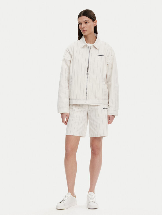adidas adidas Bermudy Pinstripe JC7684 Biały Loose Fit