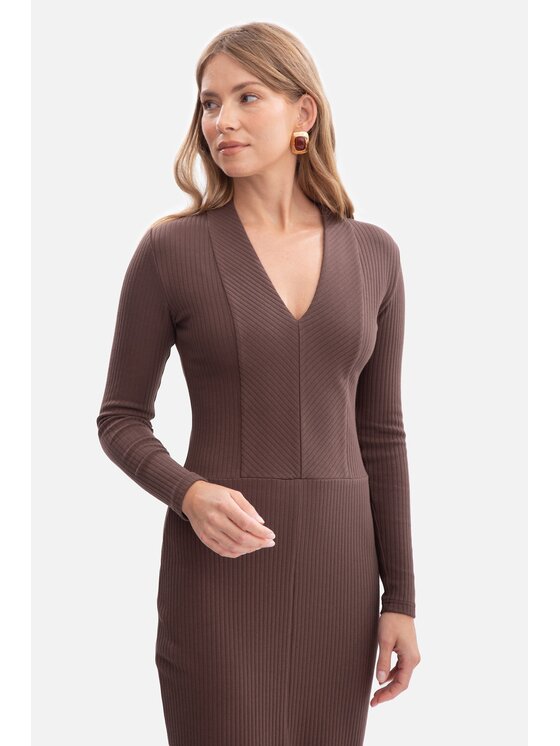 BeWear BeWear Sukienka dzianinowa b307 Brązowy Baggy Fit