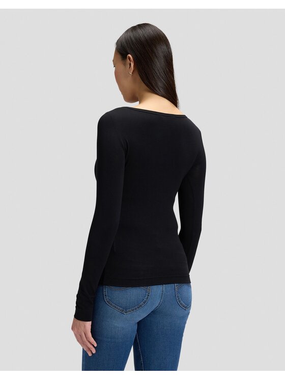 Lee Lee T-Shirt LS BOAT NECK TEE Czarny Slim Fit