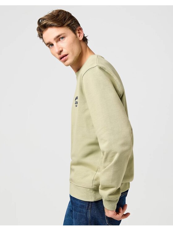 Wrangler Wrangler Bluza Small Logo Crew Zielony Regular Fit