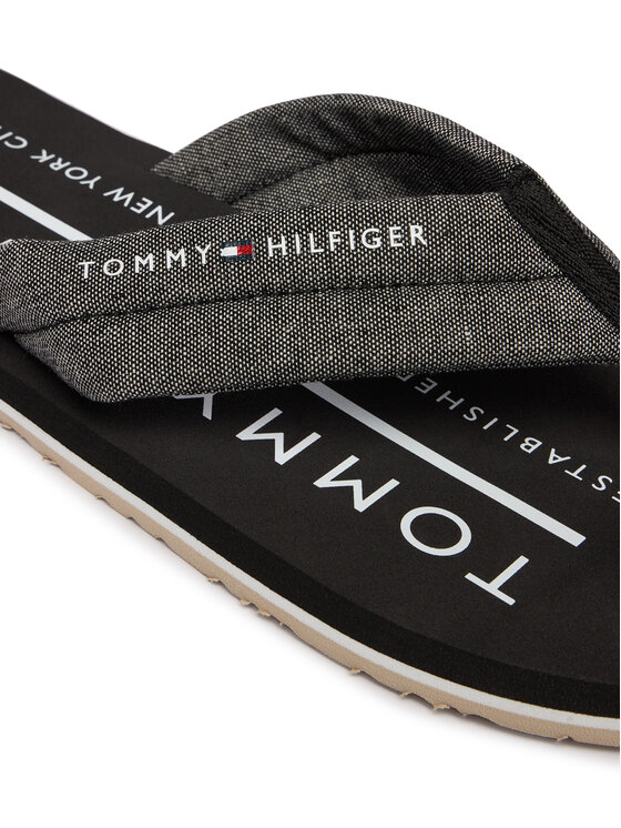 Tommy Hilfiger Tommy Hilfiger Джапанки Hilfiger Chambray Beach Sandal FM0FM05751 Сив