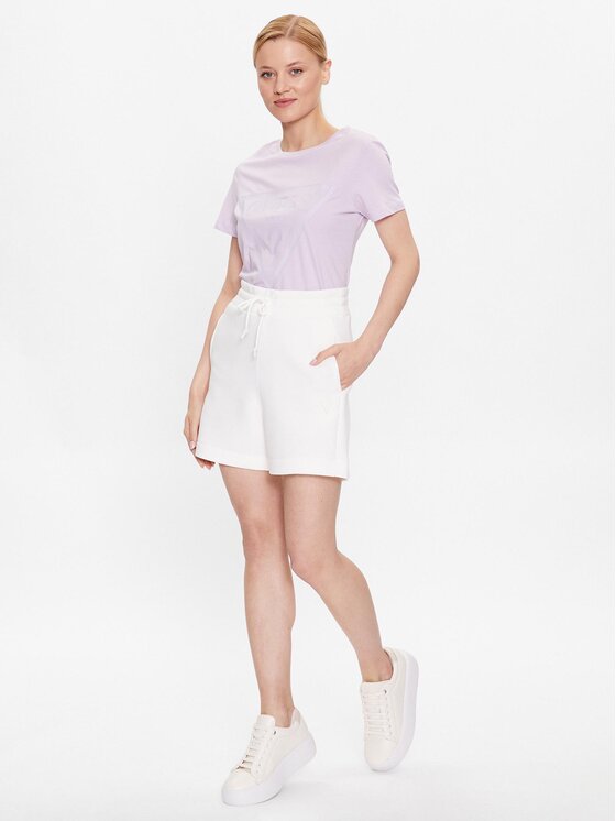 Guess Guess Pantaloni scurți sport Elly V2YD10 K7UW2 Alb Relaxed Fit