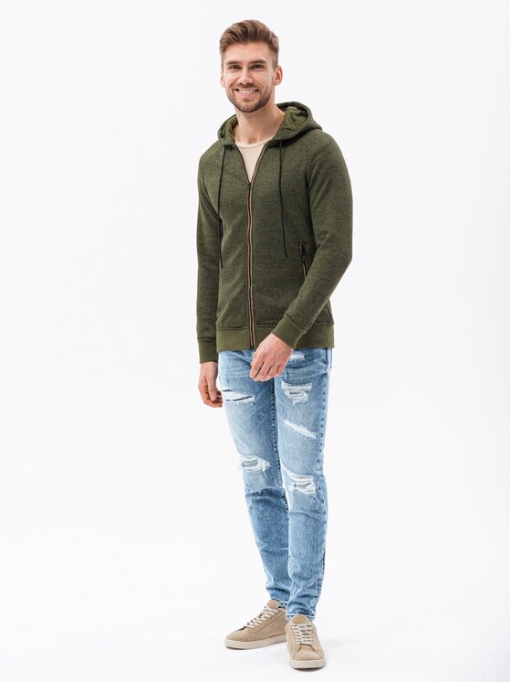 Ombre Ombre Mikina B1425 Zelená Regular Fit