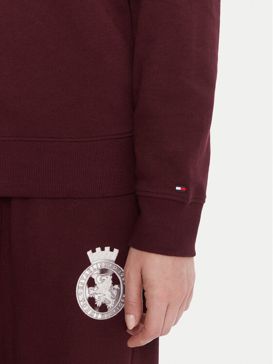 Tommy Hilfiger Tommy Hilfiger Džemperis ar kapuci UW0UW06078 Bordo Regular Fit