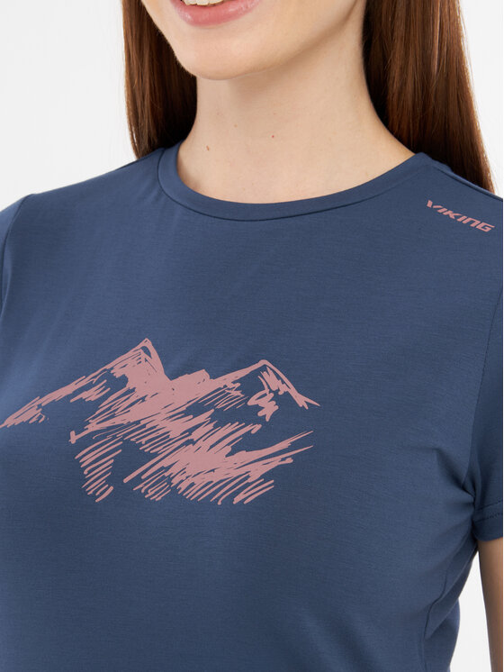 Viking Viking T-Shirt Lenta Bamboo Light Lady Granatowy Regular Fit