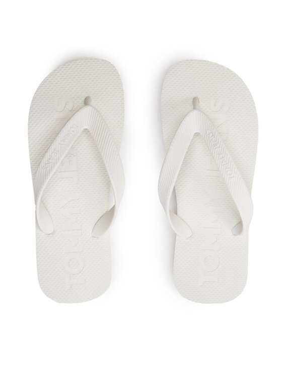 Tommy Jeans Japonke Tjw Logo Flip Flop EN0EN02447 Écru